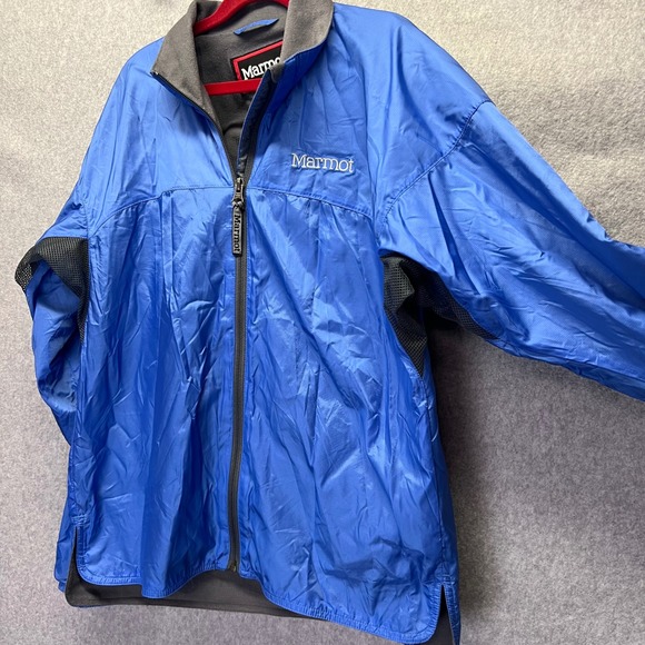 Marmot Blue Lightweight Full Zip Jacket Lined Small Pit Vents Outdoor Hiking - Picture 2 of 14